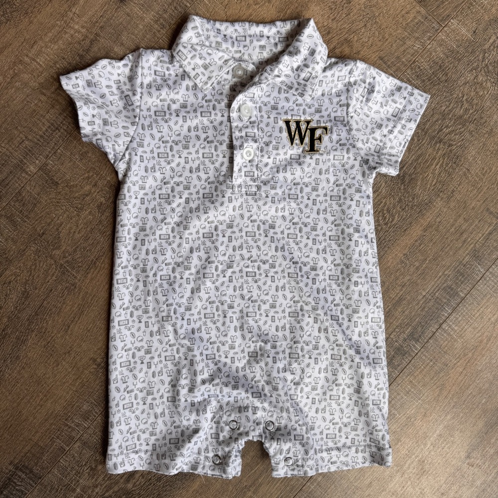 Garb Wake Forest Demon Deacons Infant 3M Football Polo Romper White Grey